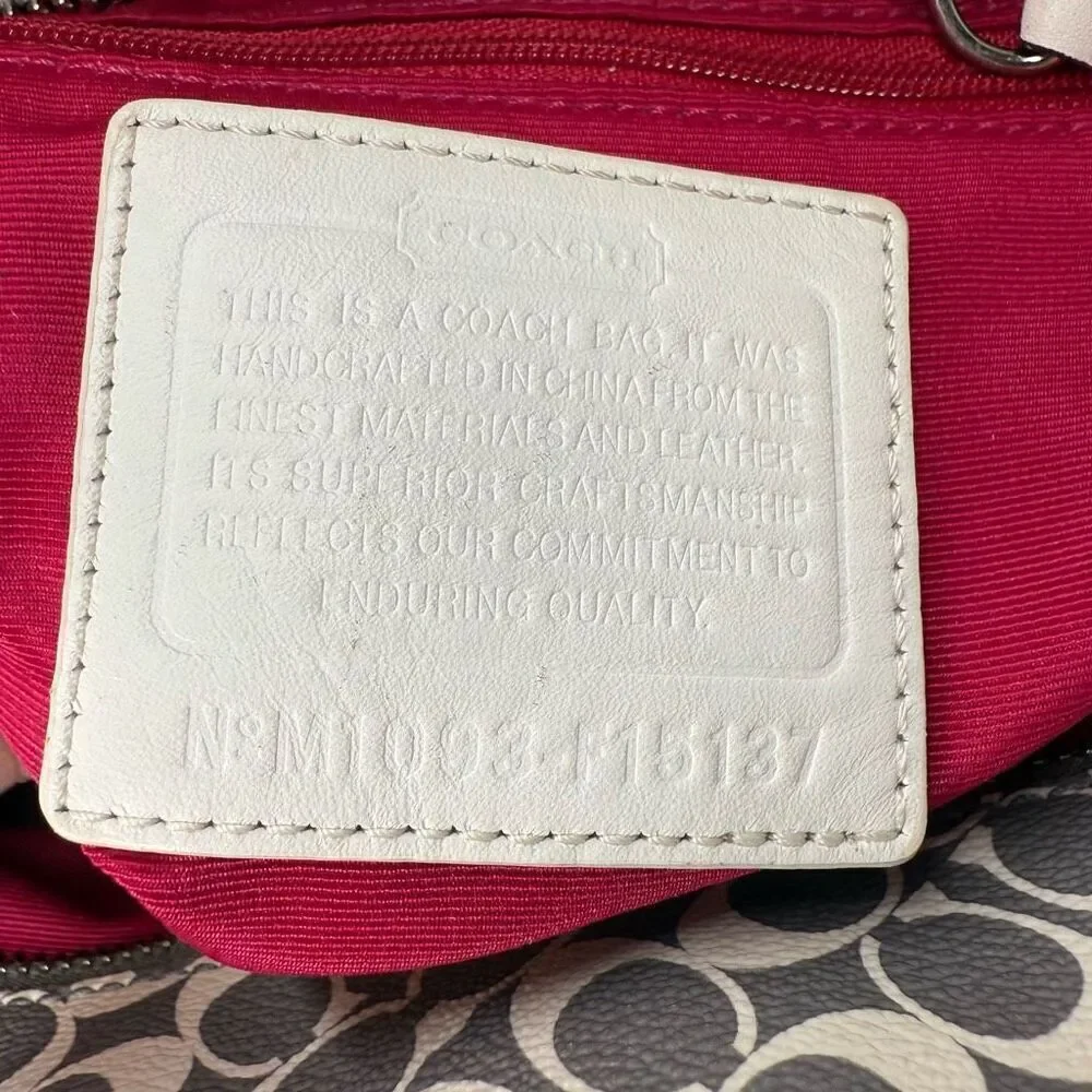 Coach Heritage Signature Stripe Pink White Tote Bag F15137